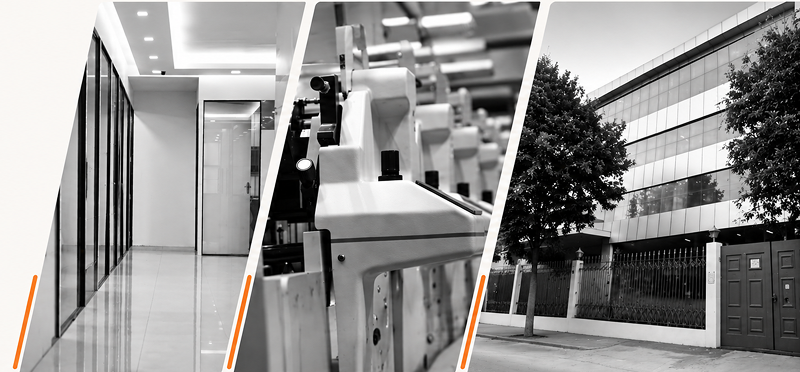 A&A Labels office, production machinery, and facility exterior